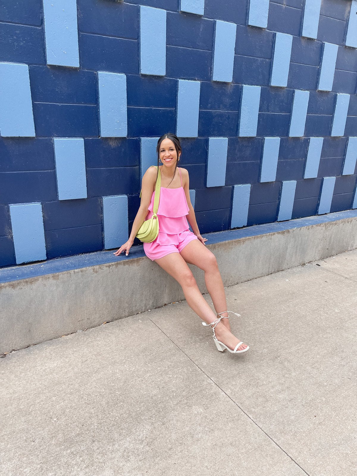 Bubblegum Pink Tiered Chiffon Romper