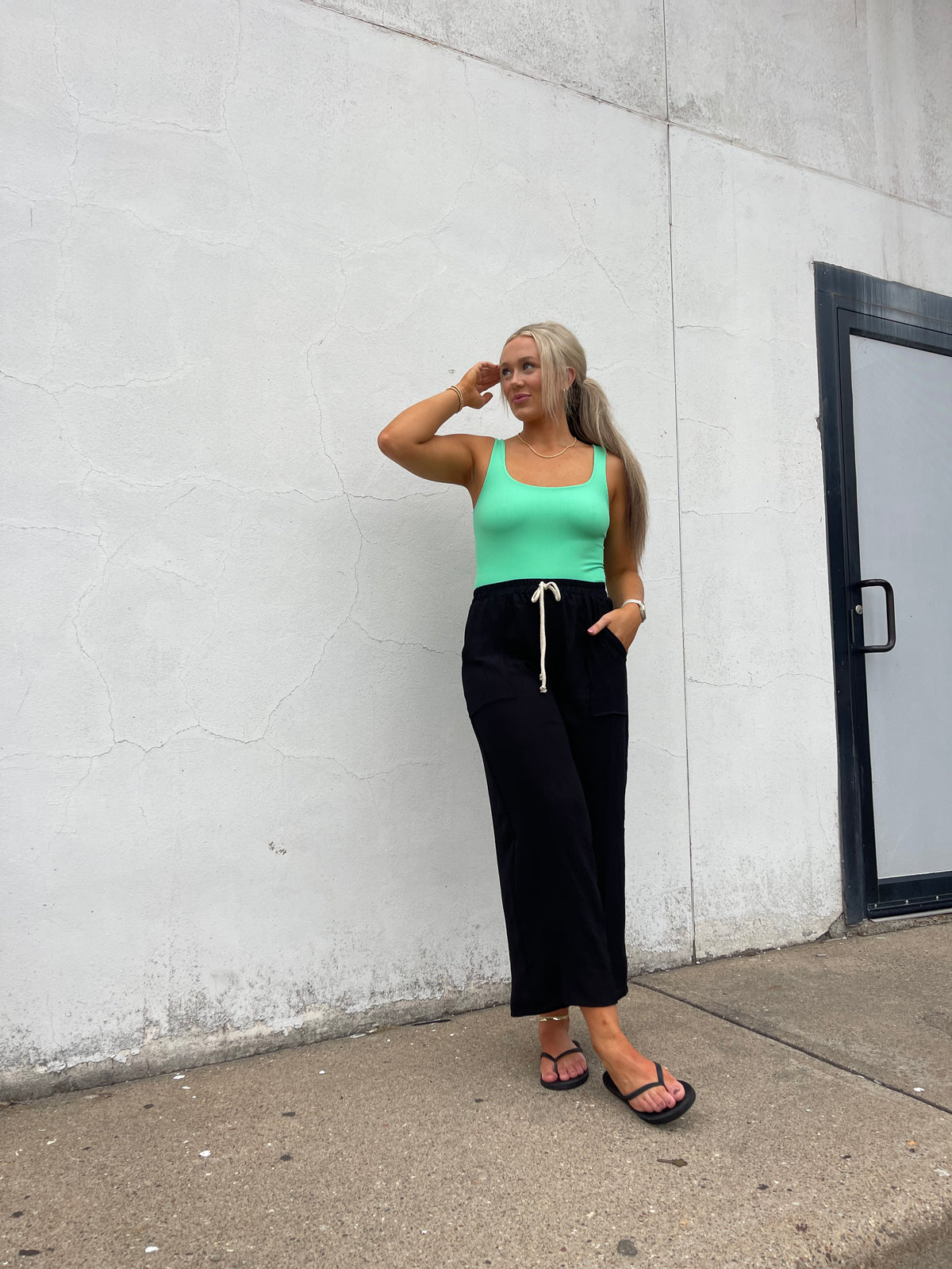 Black Wide Leg Cropped Pants