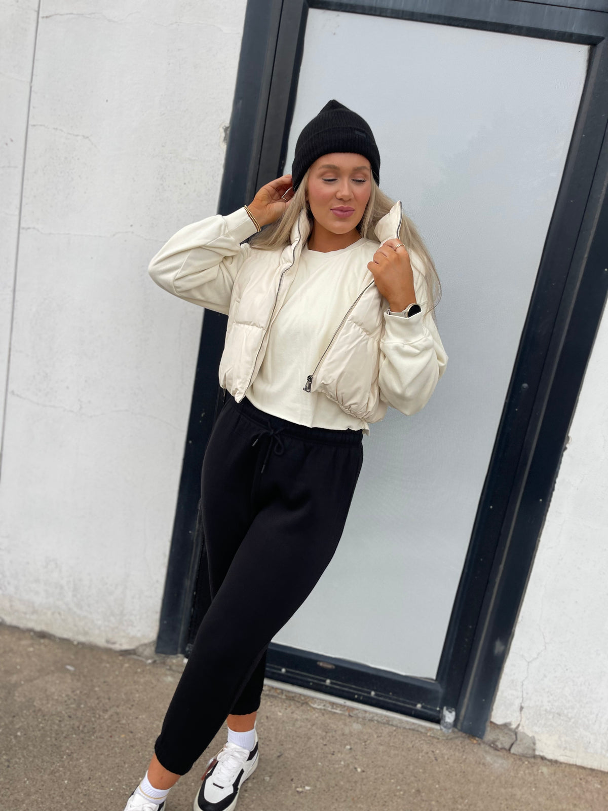 Cream Cropped Sweatshirt