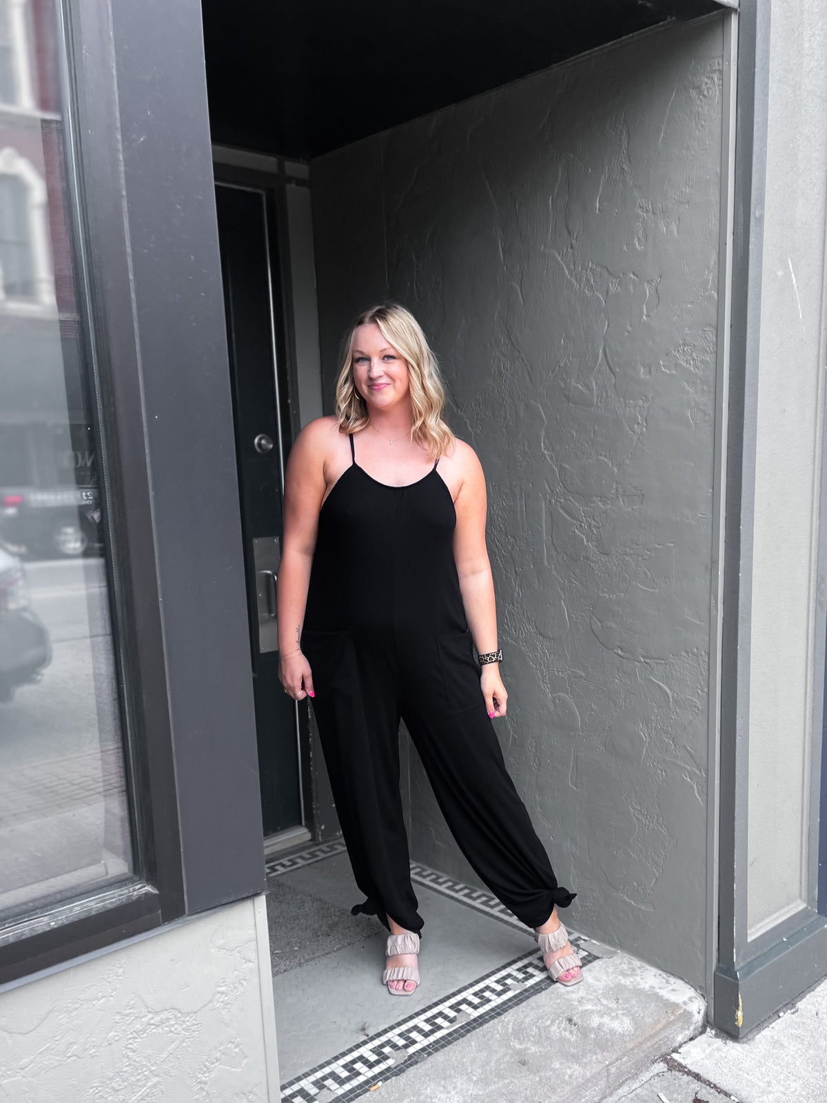 Black Wide Leg Knit Jumpsuit