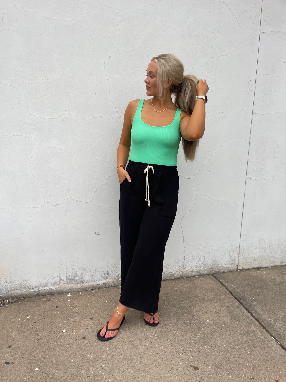 Black Wide Leg Cropped Pants