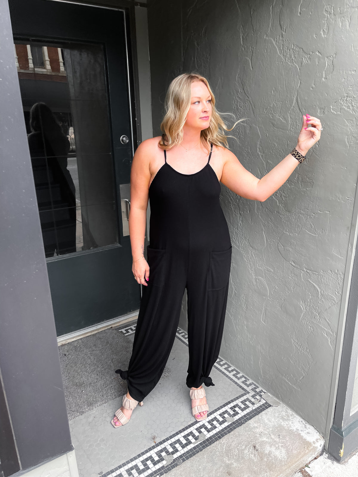 Black Wide Leg Knit Jumpsuit