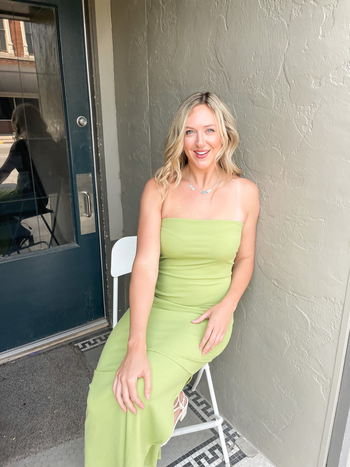 Lime Green Tube Maxi Dress