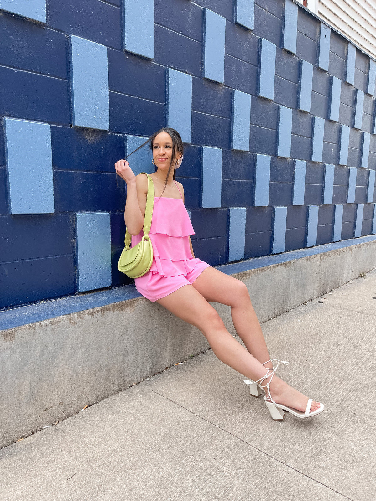 Bubblegum Pink Tiered Chiffon Romper