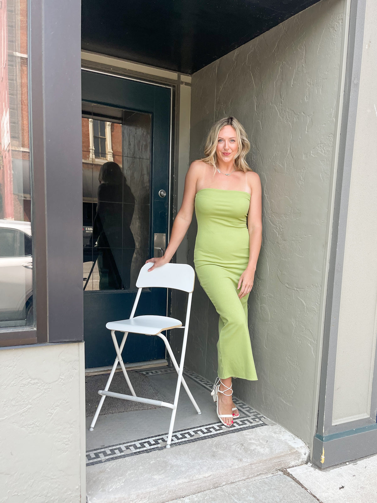 Lime Green Tube Maxi Dress
