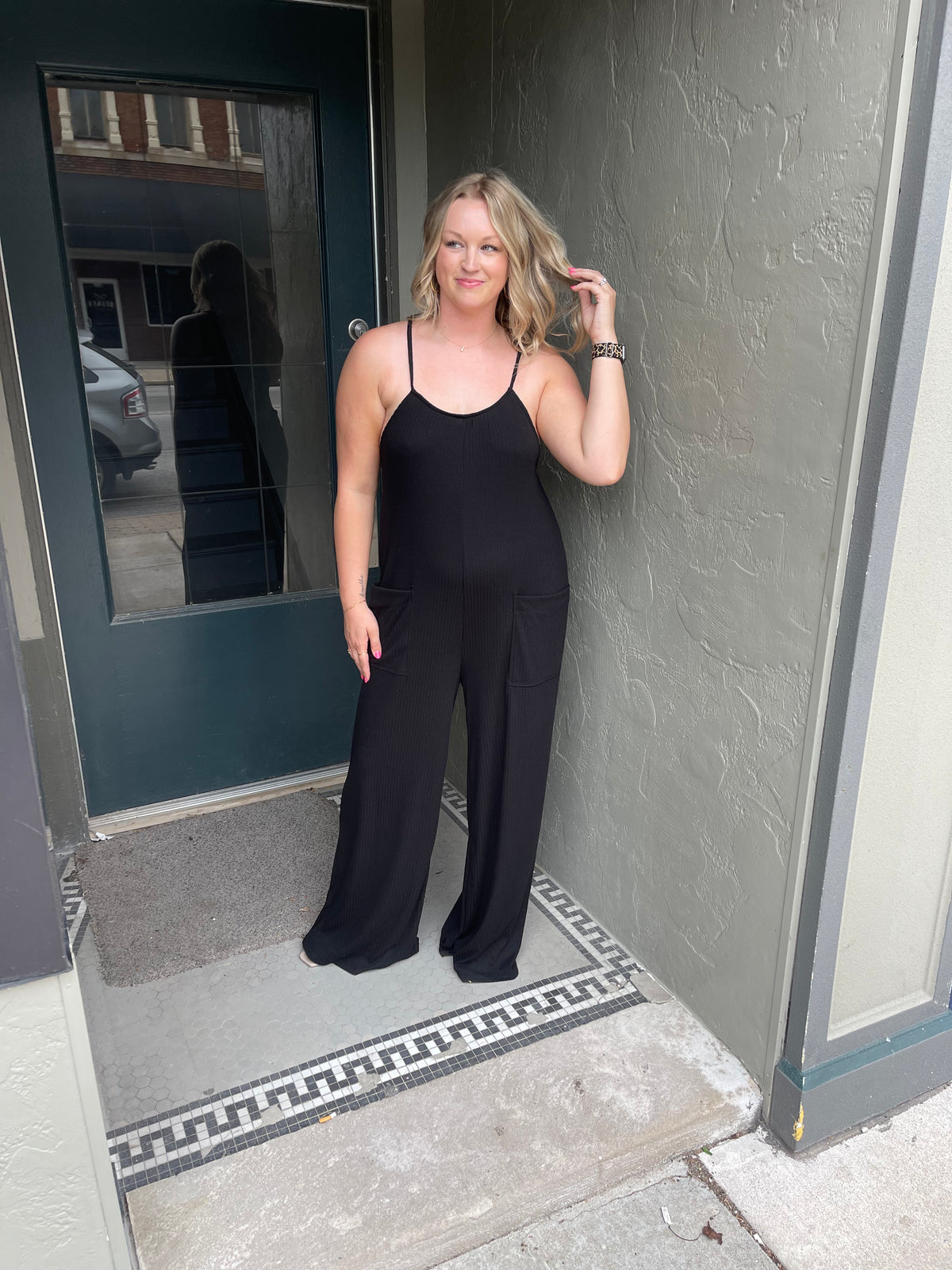 Black Wide Leg Knit Jumpsuit