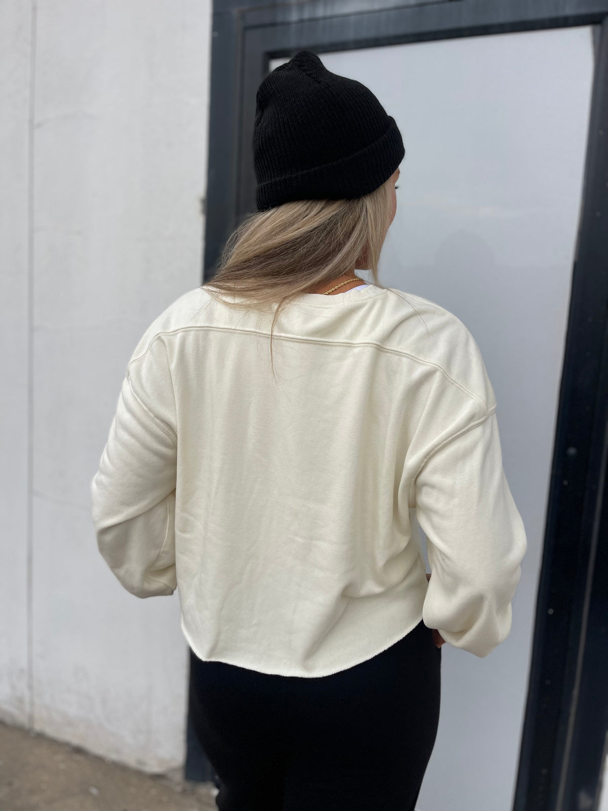 Cream Cropped Sweatshirt