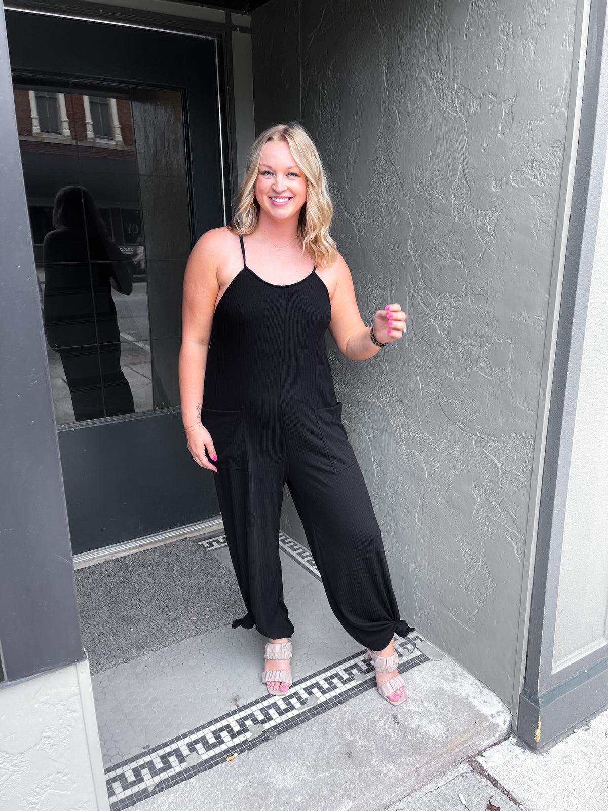 Black Wide Leg Knit Jumpsuit