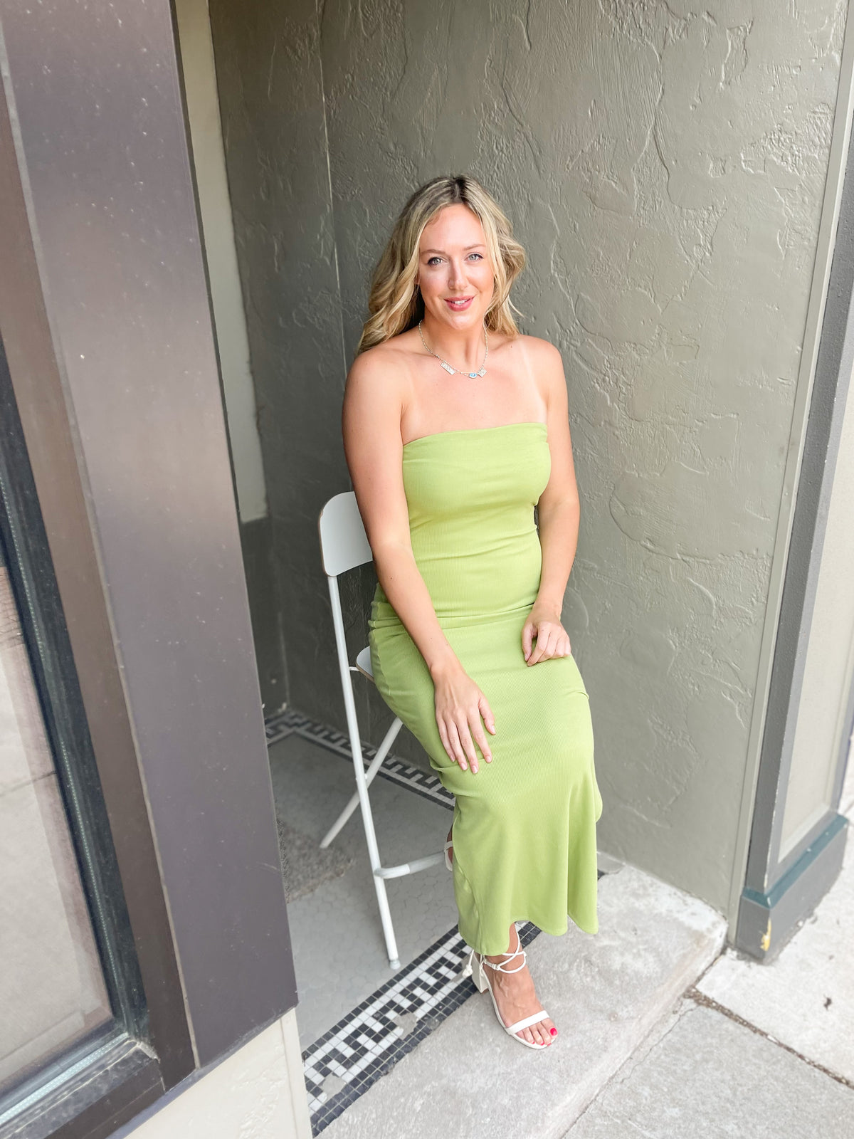 Lime Green Tube Maxi Dress