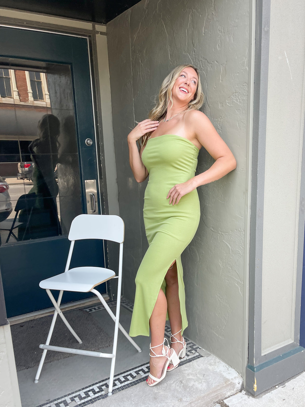 Lime Green Tube Maxi Dress