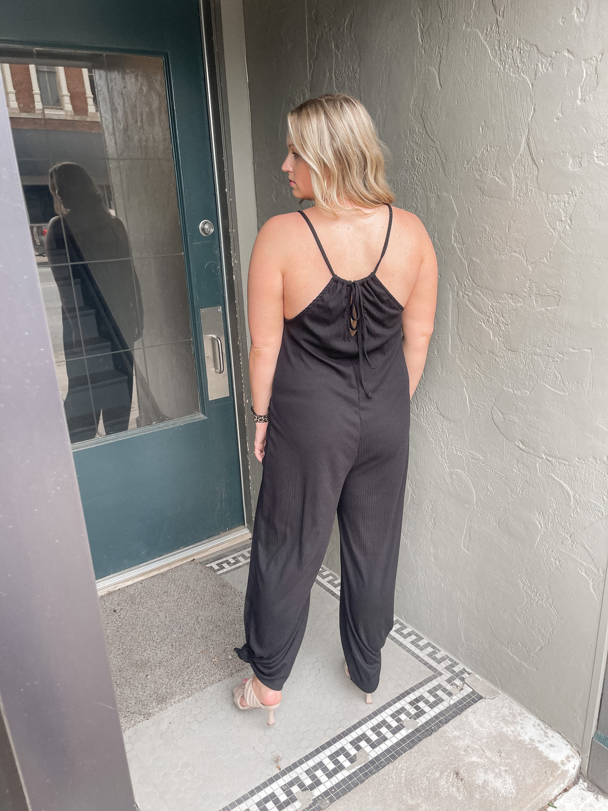 Black Wide Leg Knit Jumpsuit
