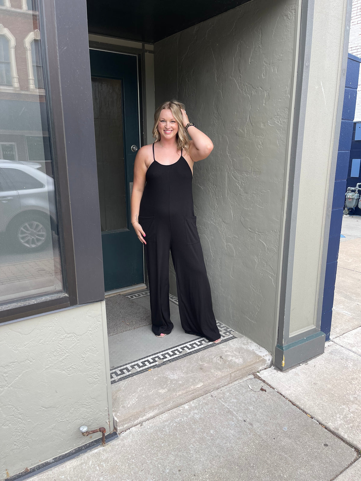Black Wide Leg Knit Jumpsuit