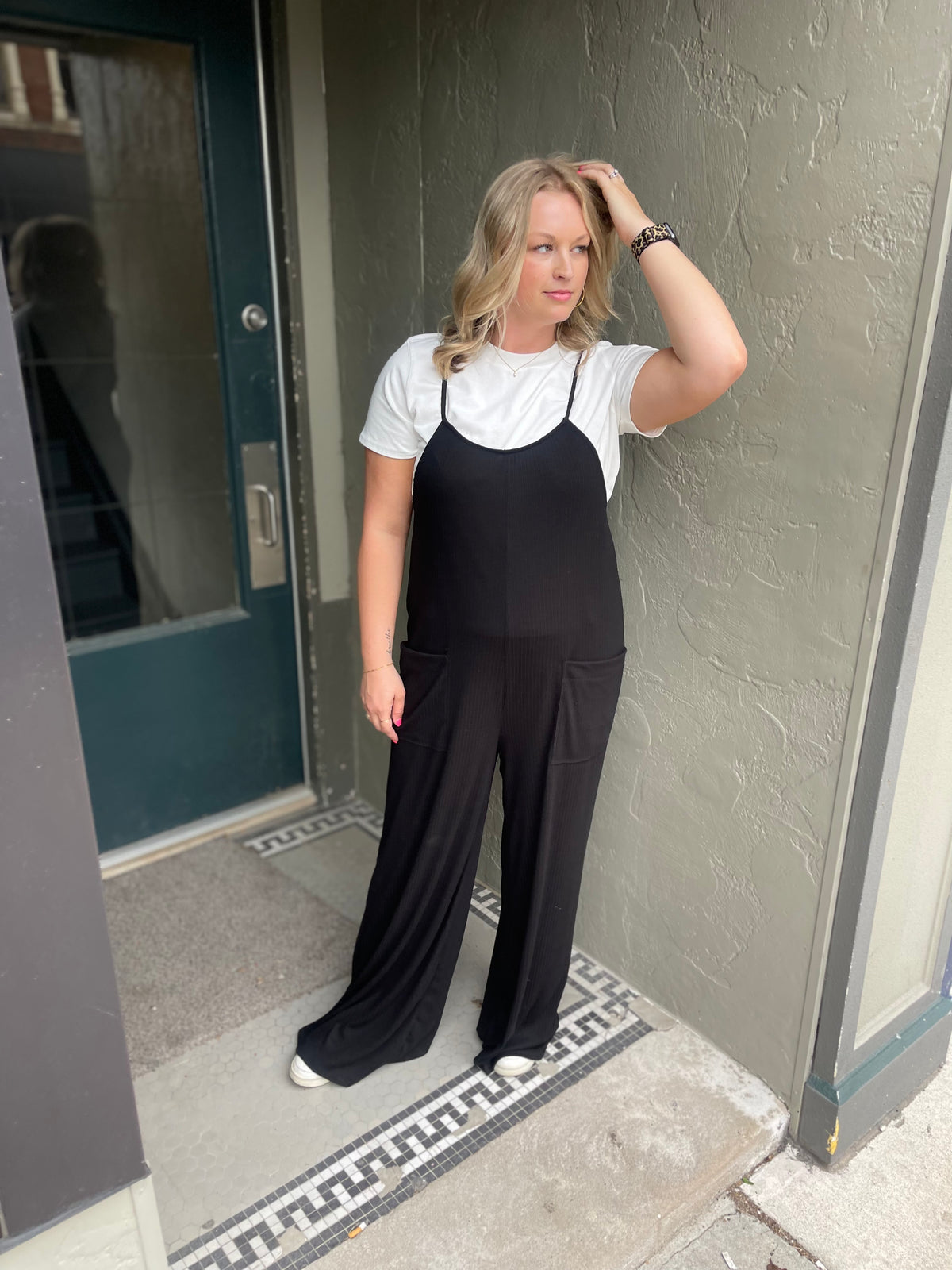 Black Wide Leg Knit Jumpsuit
