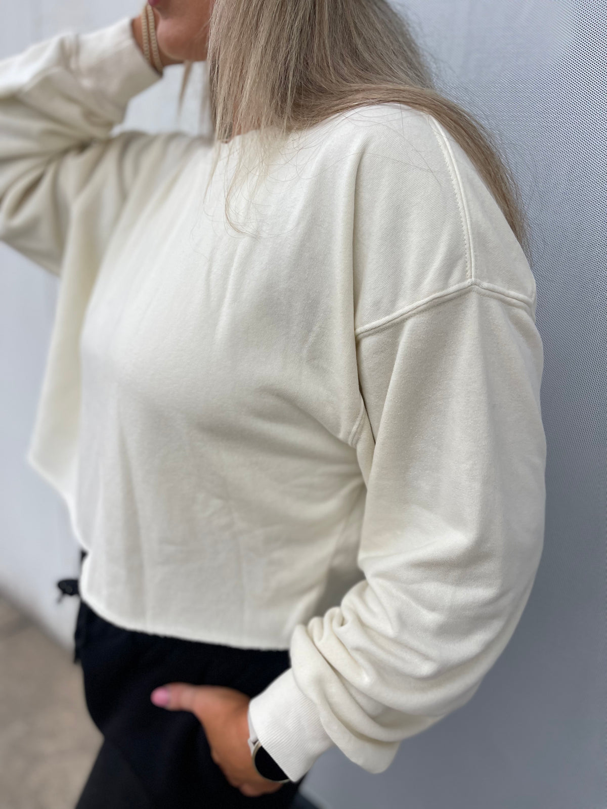 Cream Cropped Sweatshirt