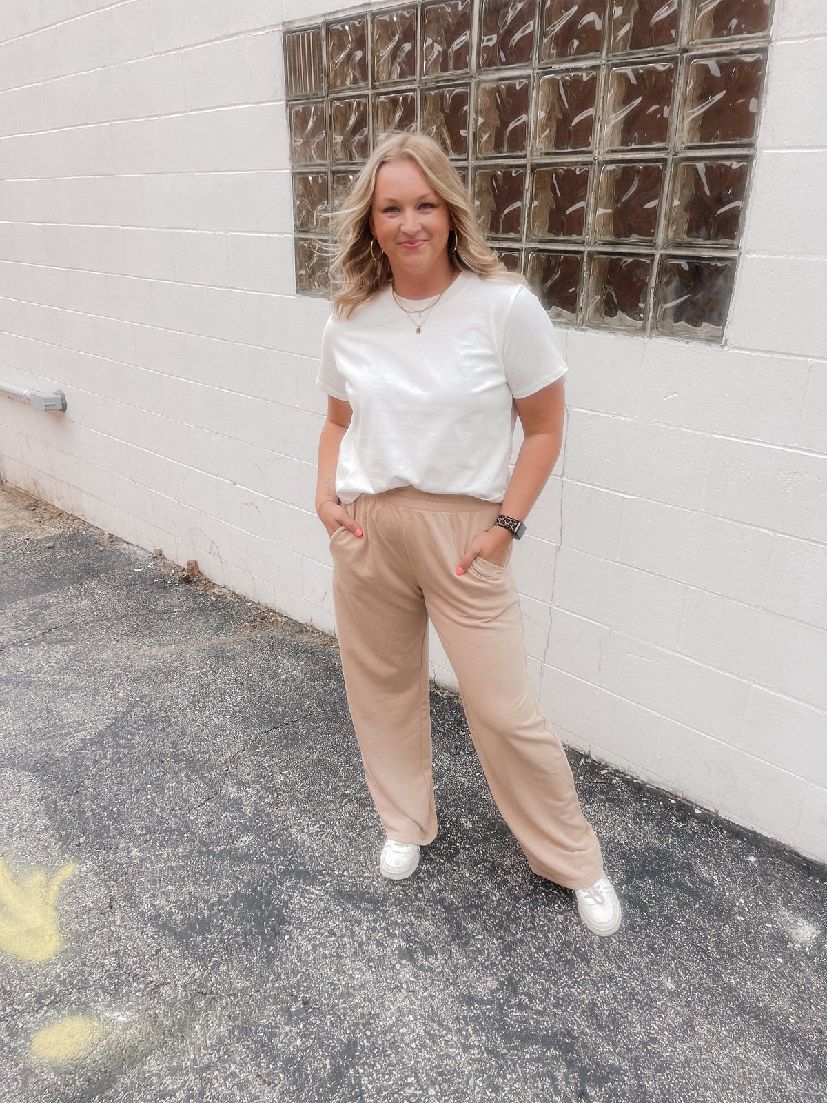 Wide Leg Knit Casual Pants
