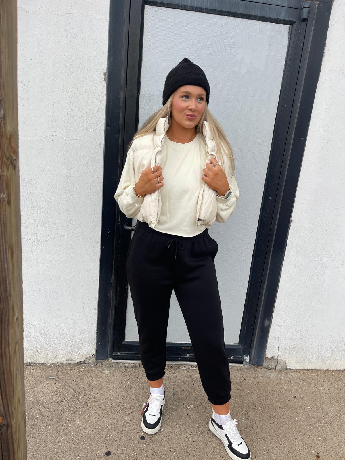 Cream Cropped Sweatshirt