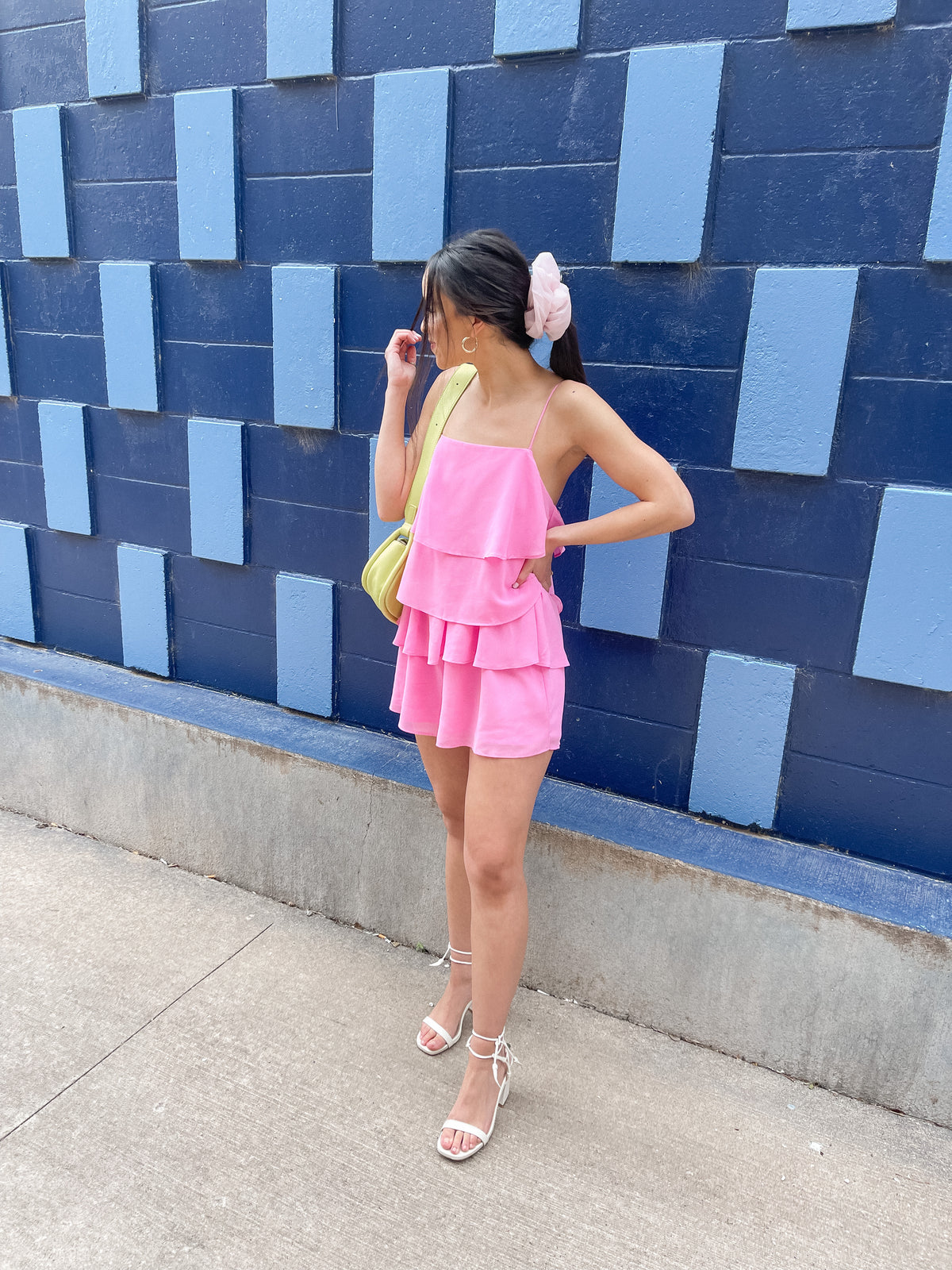 Bubblegum Pink Tiered Chiffon Romper