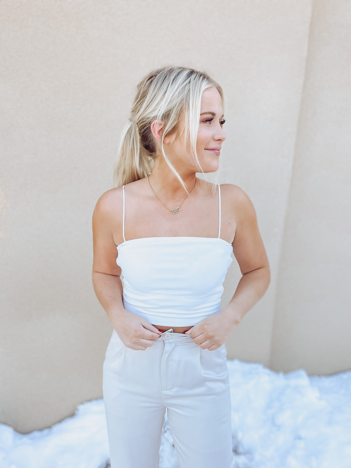 Ribbed Knit Cropped Cami