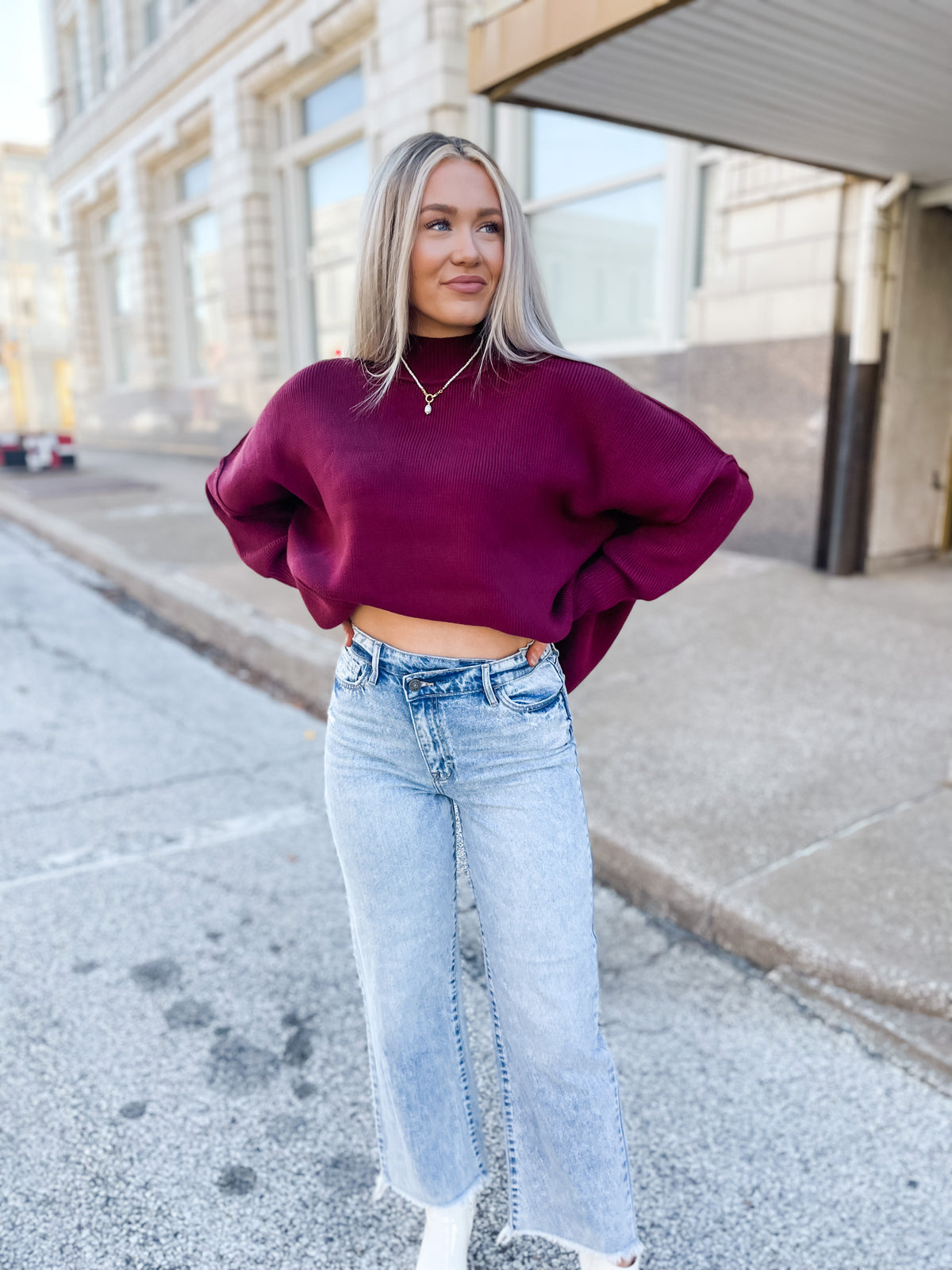 Wrapped Waistband High Rise Dad Jean