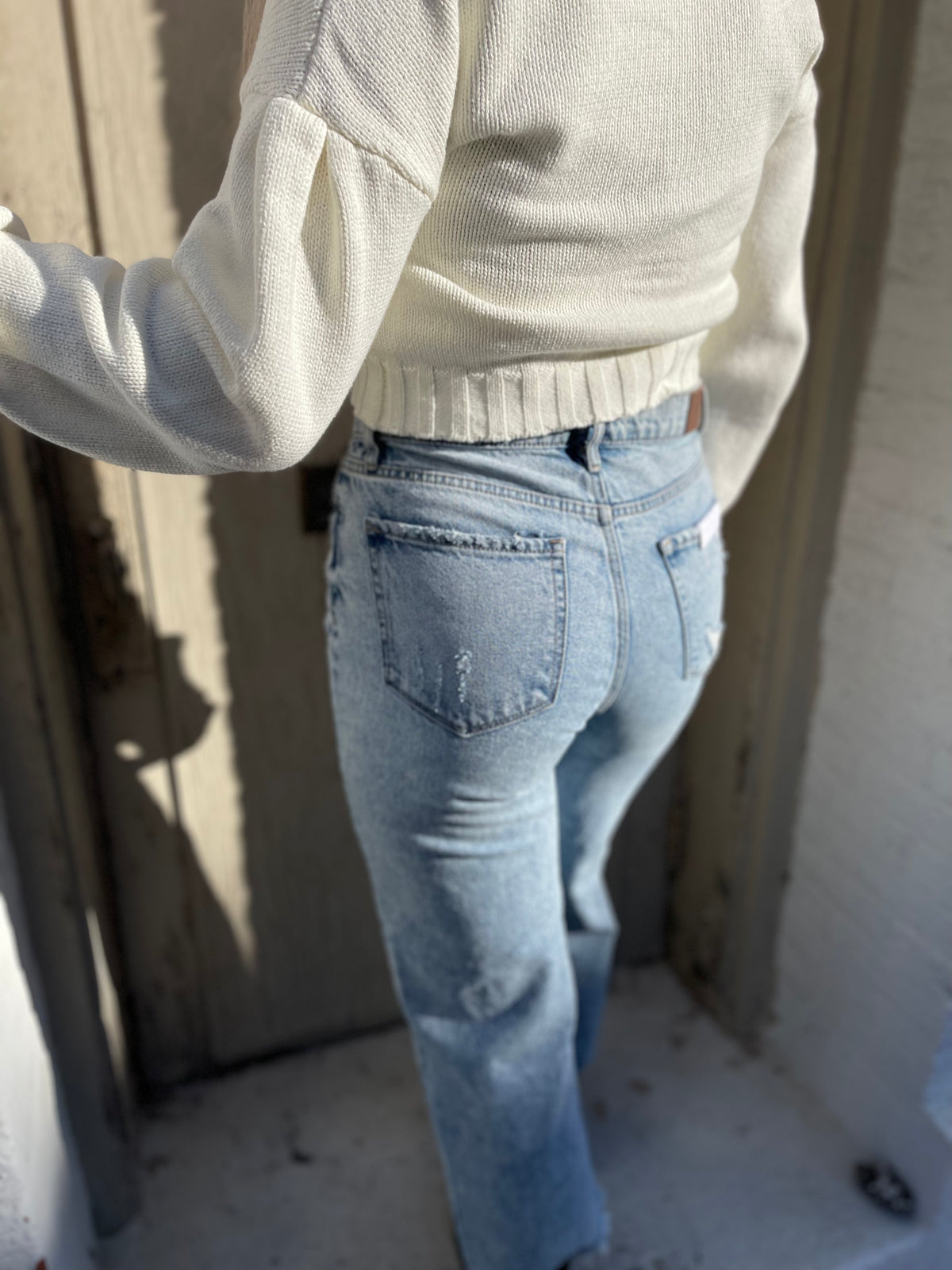 Wrapped Waistband High Rise Dad Jean