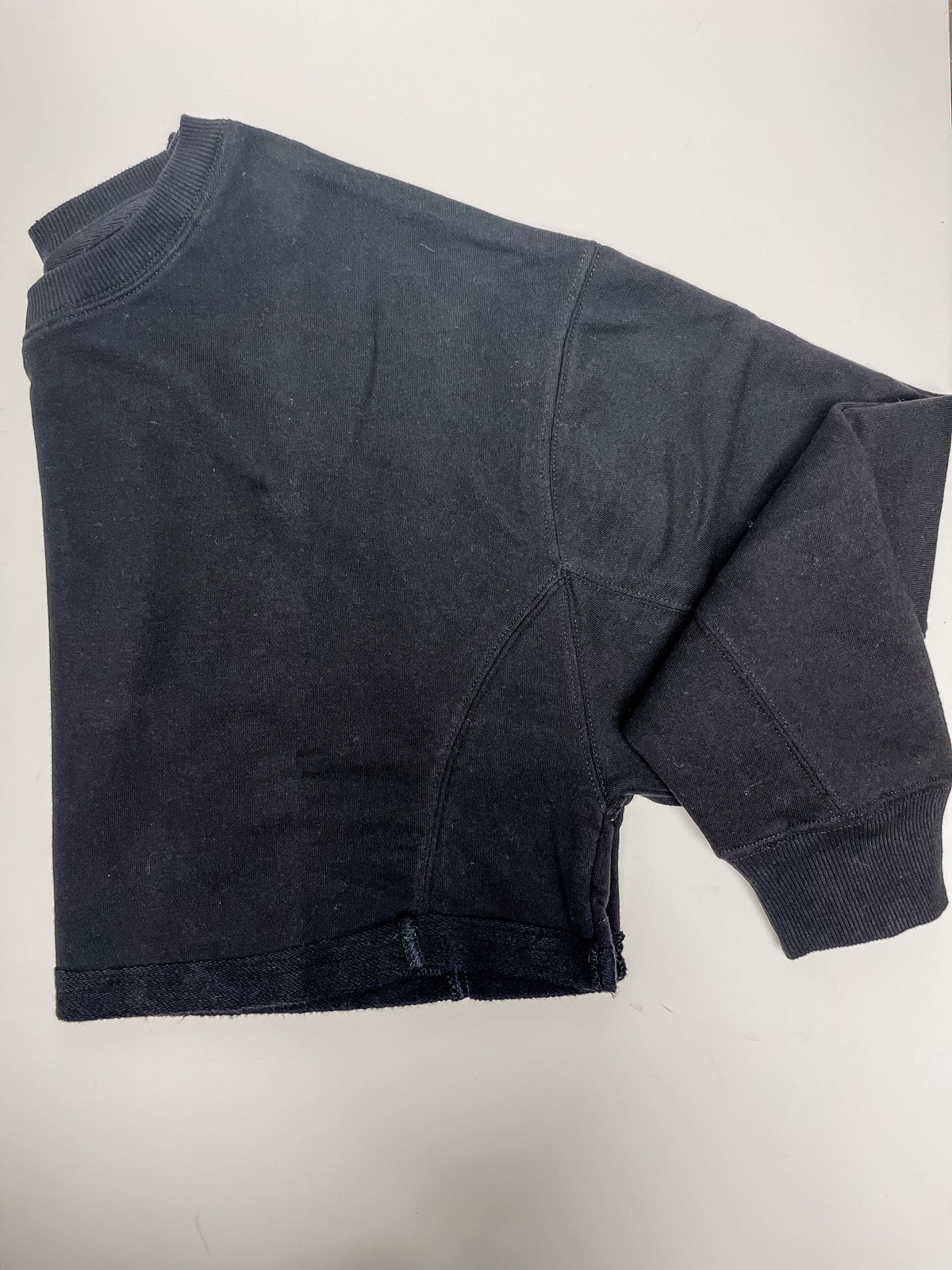 Black Cropped Crewneck Sweatshirt