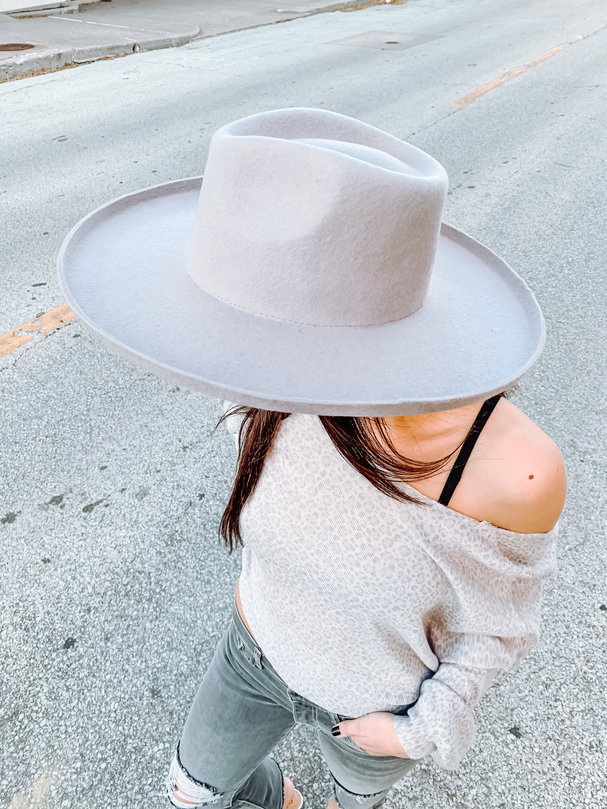 Grey Lara Wool Felt Panama Hat