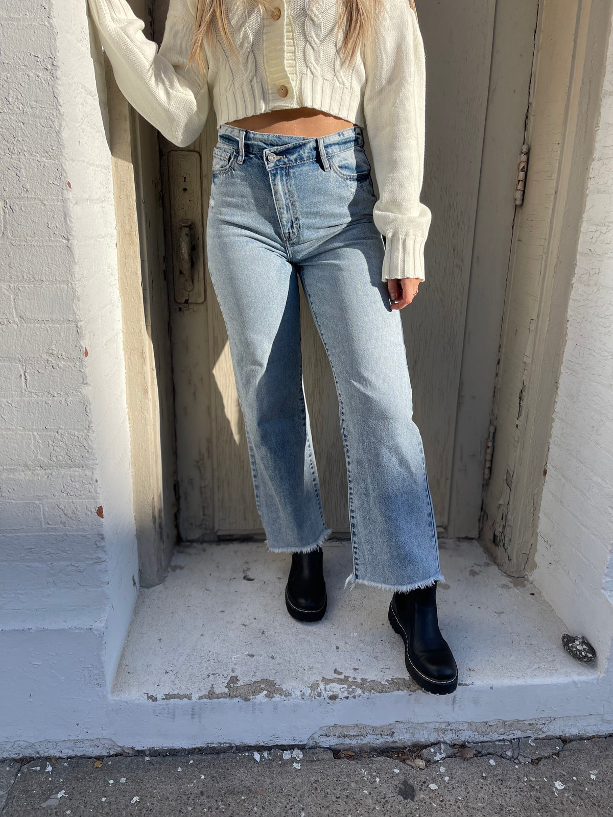 Wrapped Waistband High Rise Dad Jean