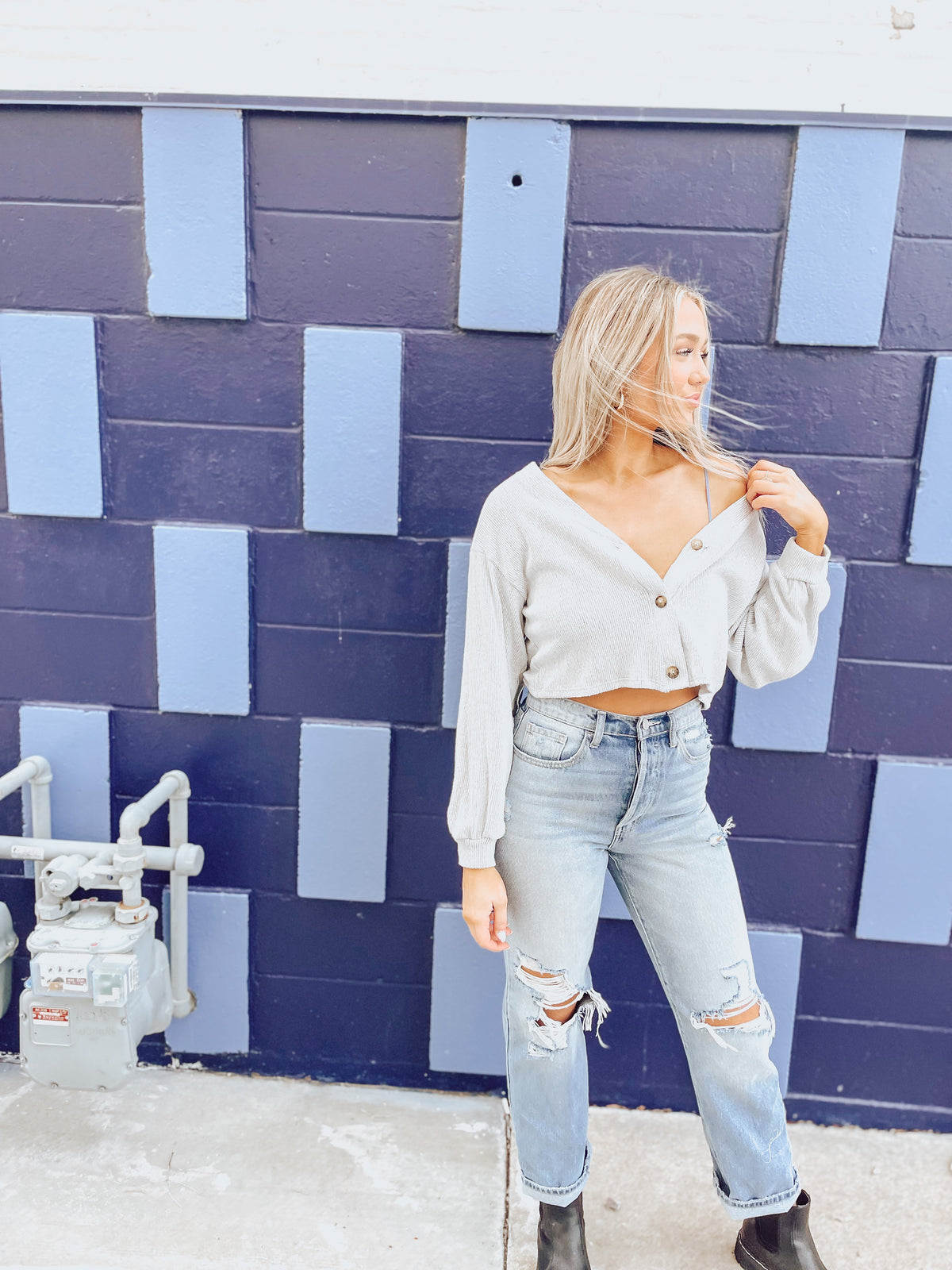 Dusty Blue Sweater Bralette