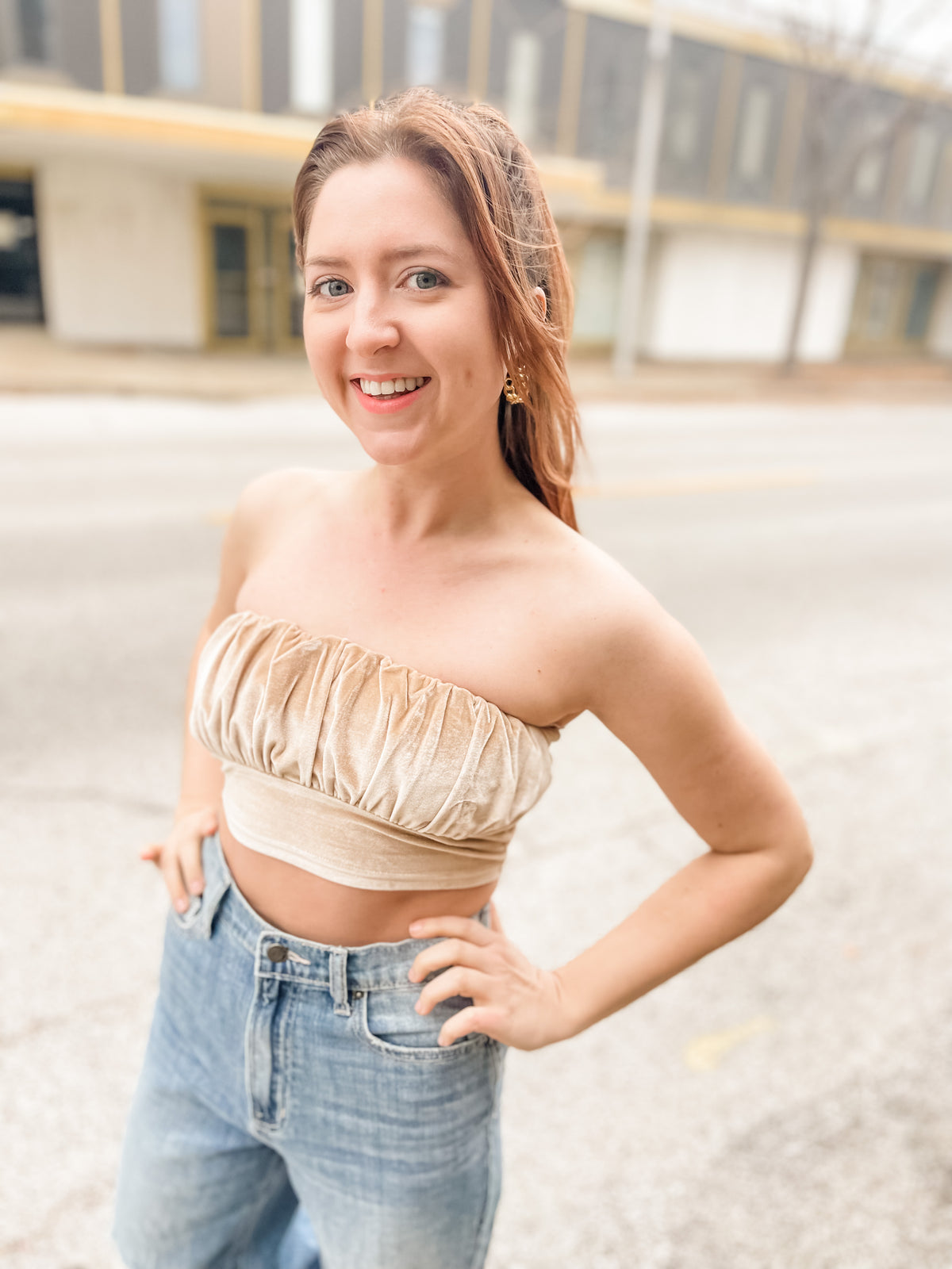 Velvet Stretch Tube Top