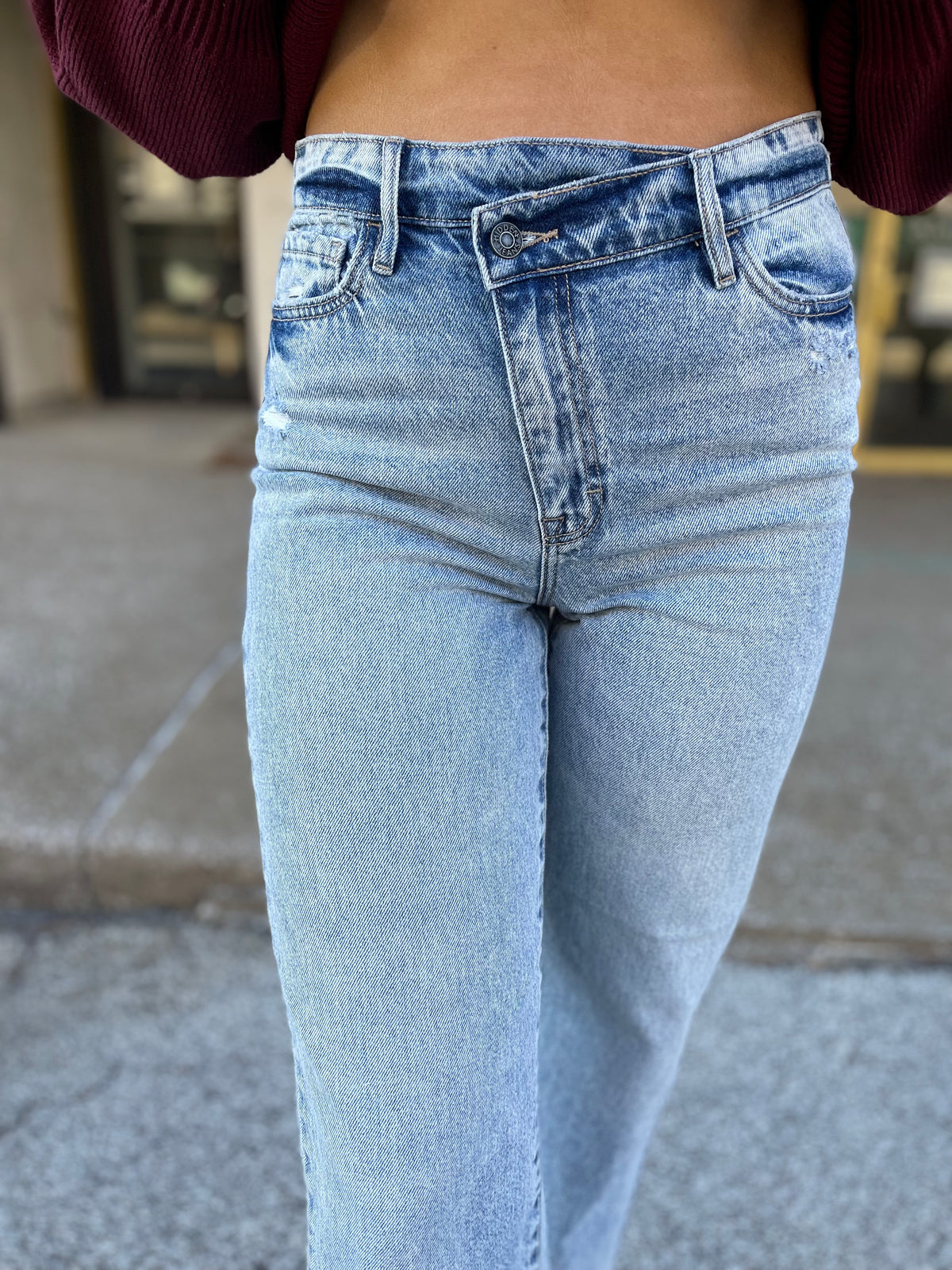 Wrapped Waistband High Rise Dad Jean
