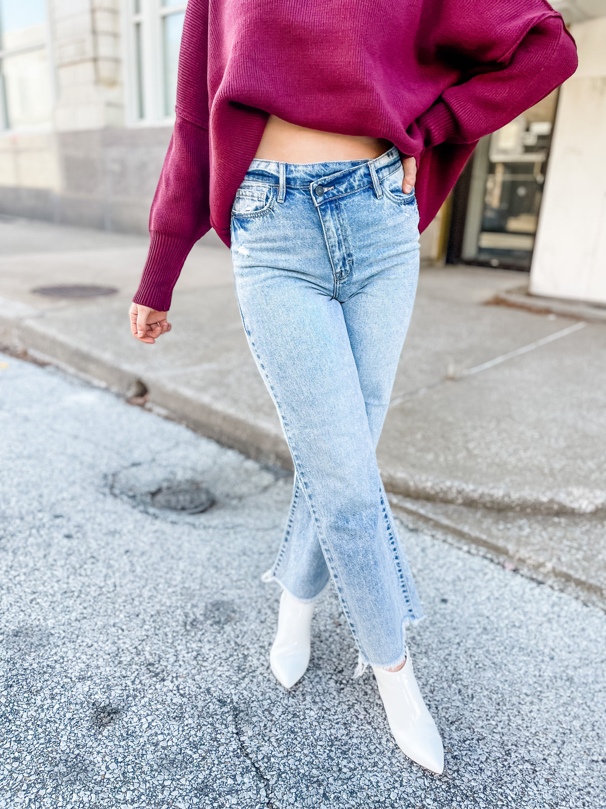 Wrapped Waistband High Rise Dad Jean