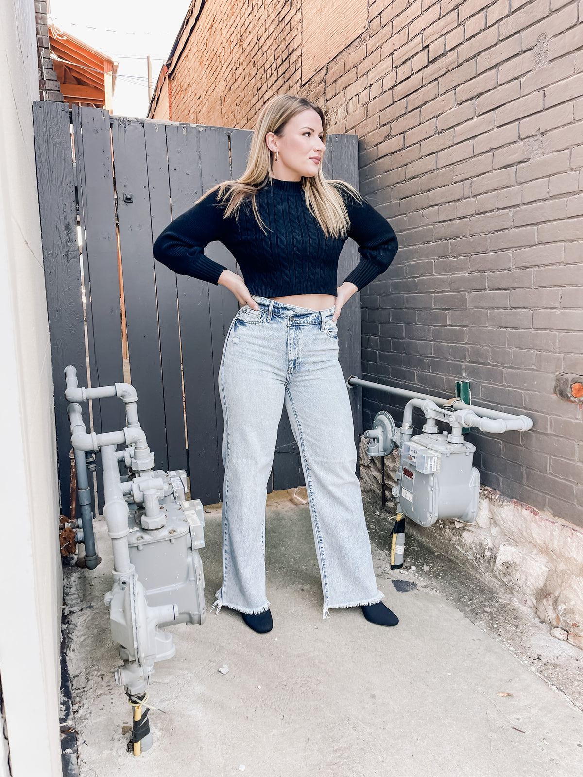 Wrapped Waistband High Rise Dad Jean
