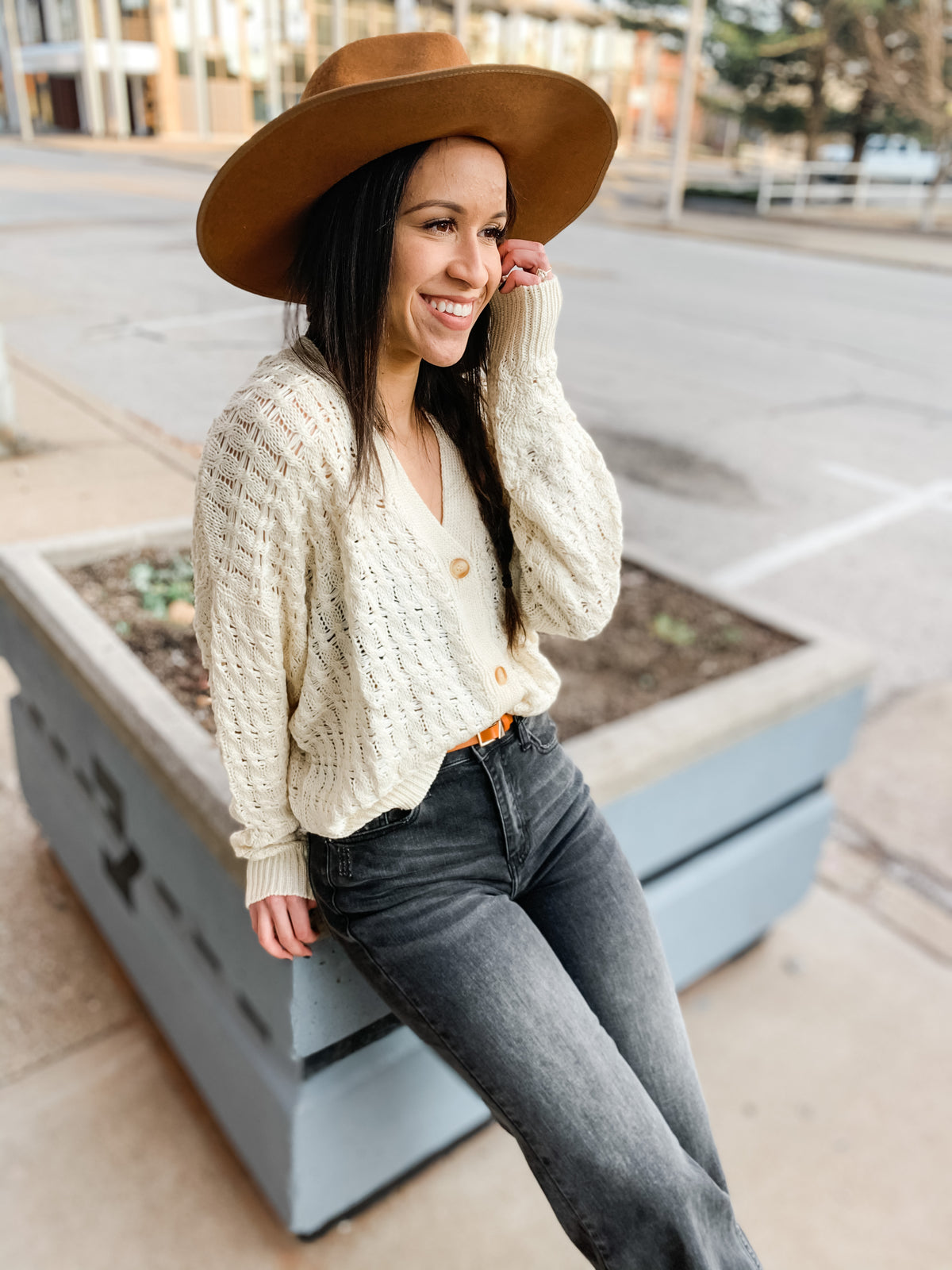 Dropped Shoulder Button Down Cardigan