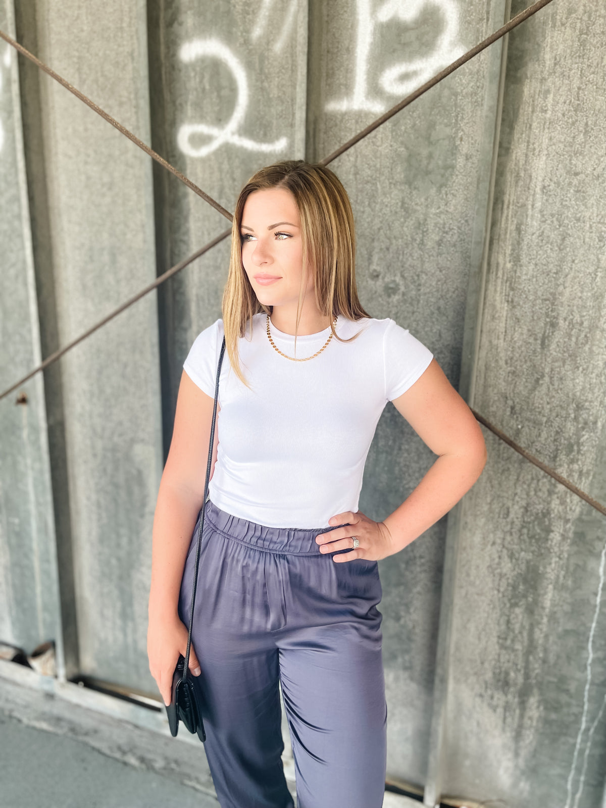Ribbed Bodycon Cap Sleeve Tee