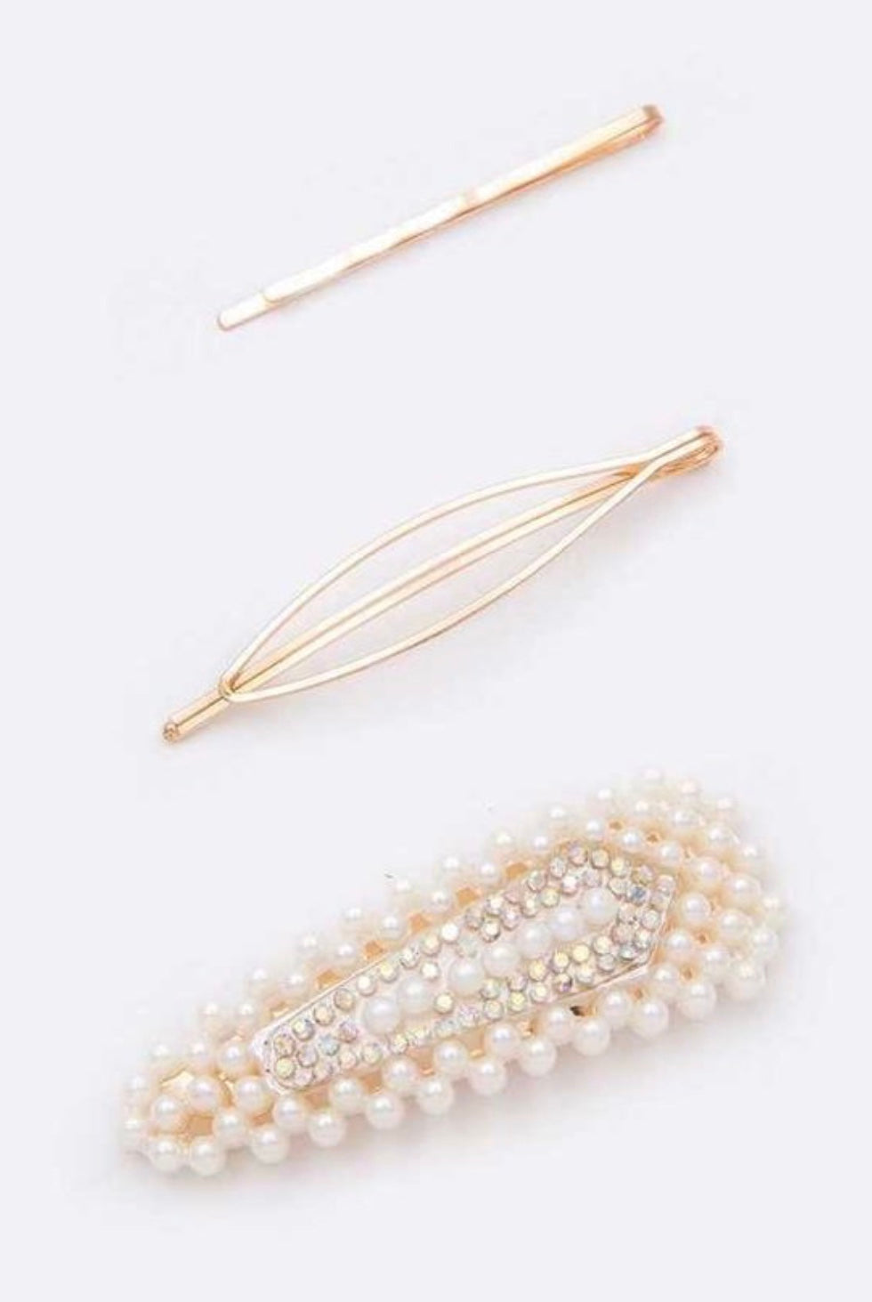 Crystal Pearl Snap clip Set