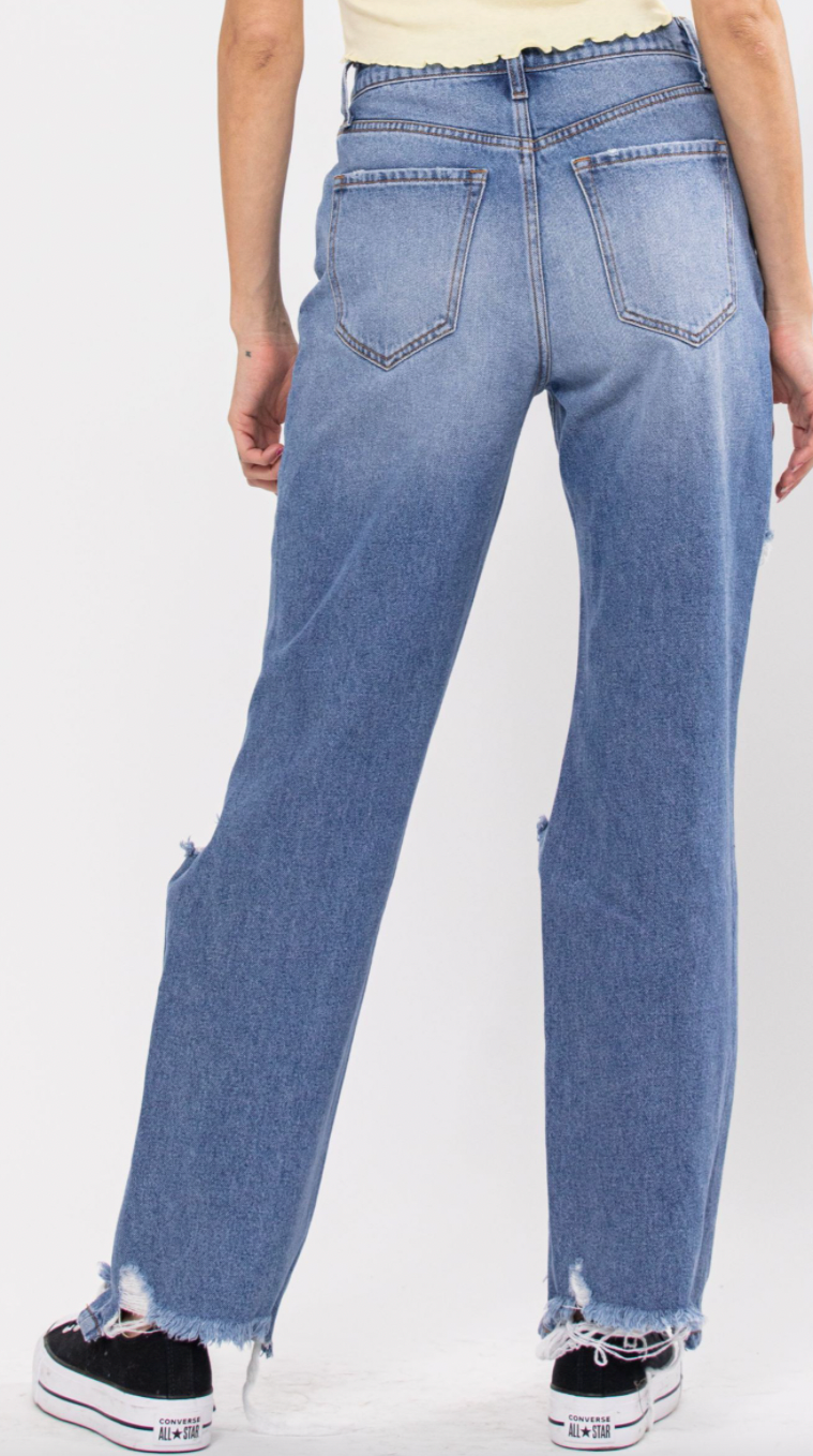 Super High Rise Distressed Dad Jean