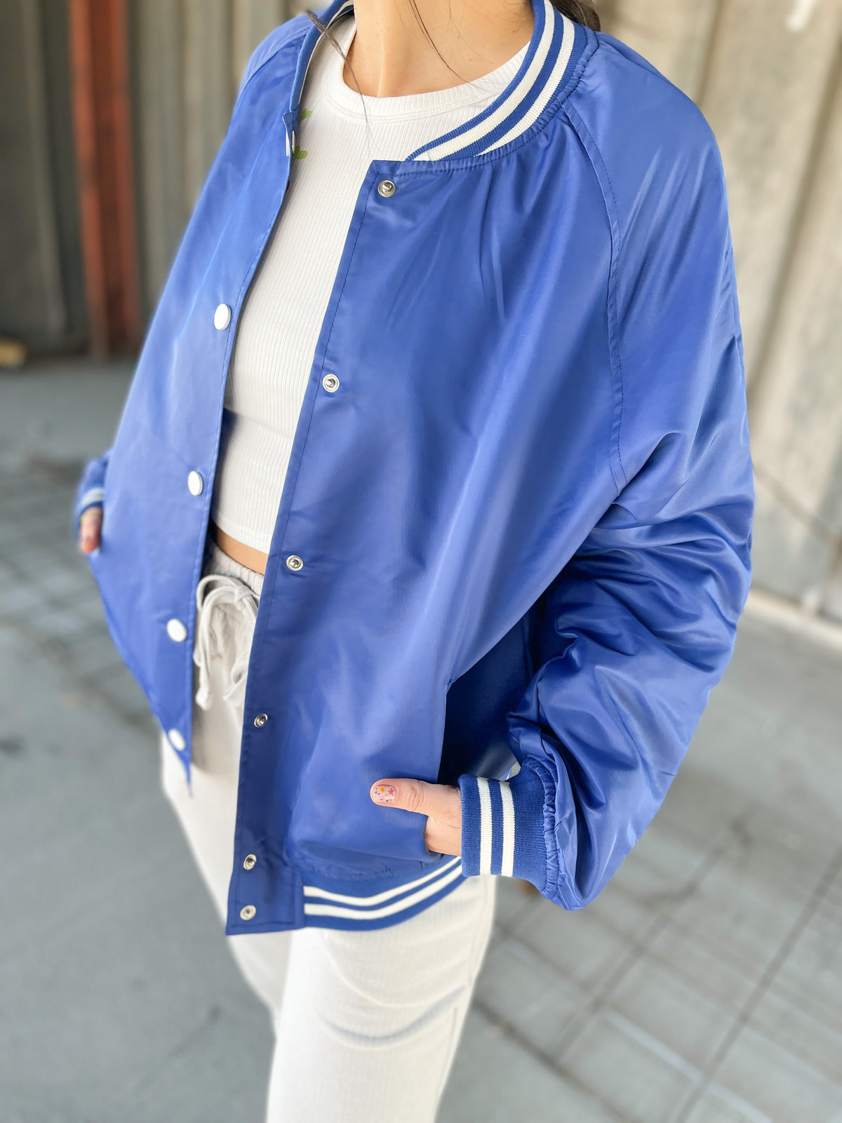 Royal Blue Varsity Bomber Jacket