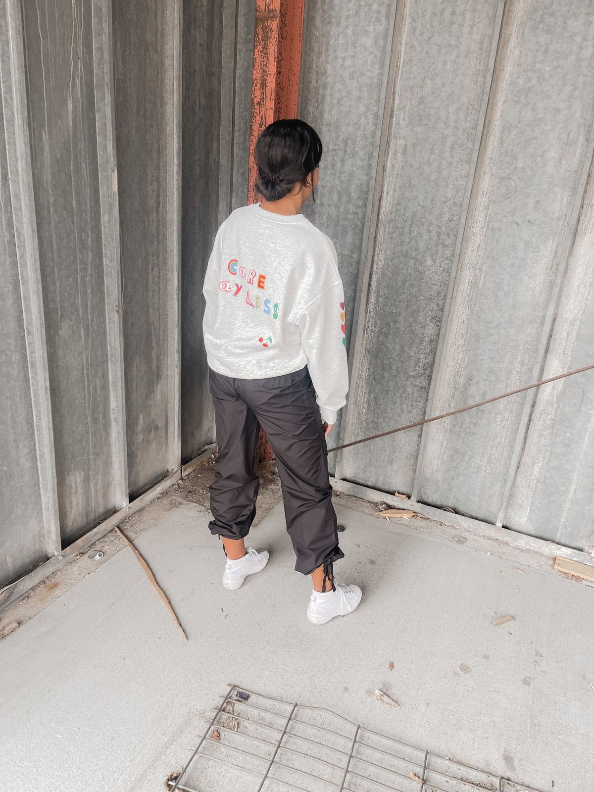 Black Cargo Style Wind Pants
