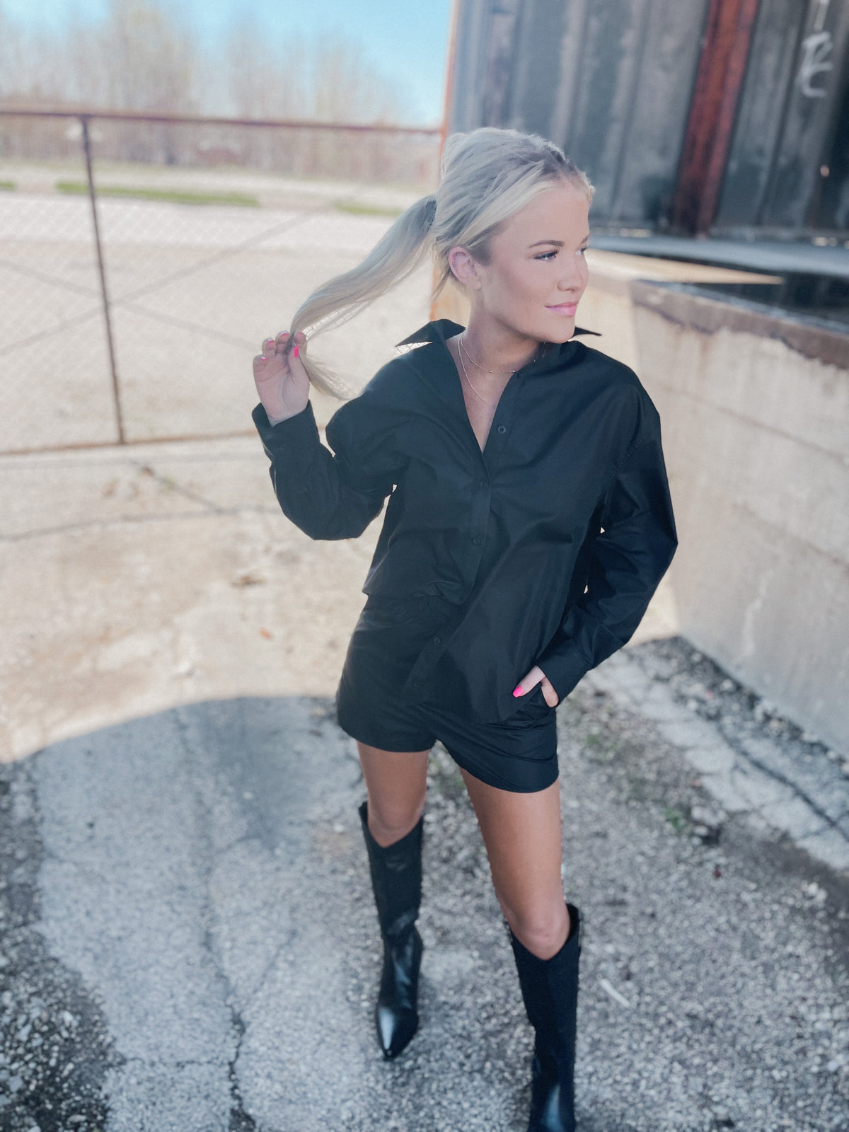 Black Oversized Button Up Shirt