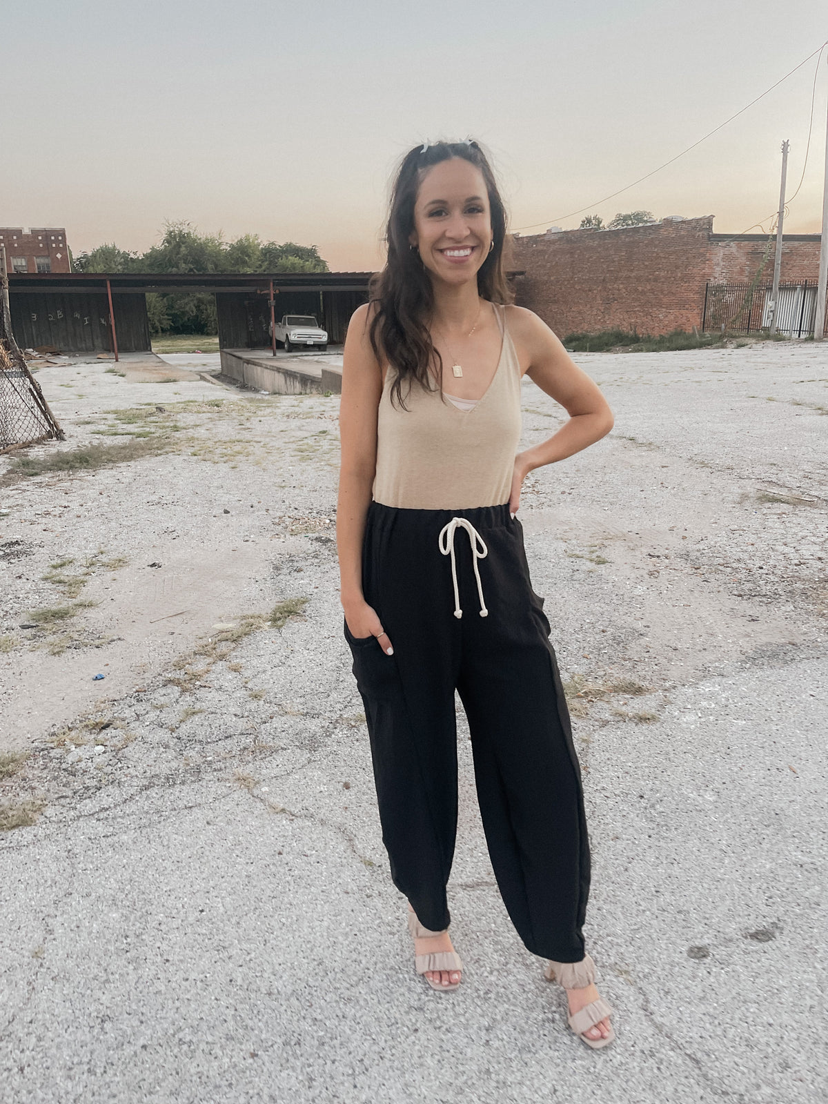 Black Parachute Style Pants