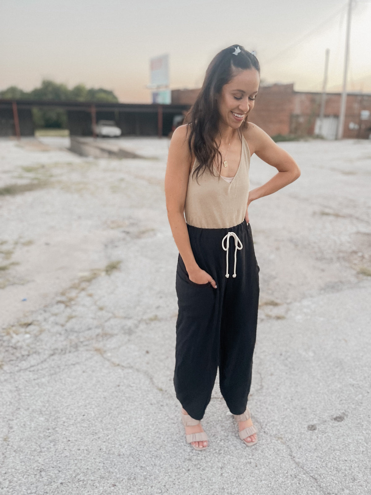 Black Parachute Style Pants