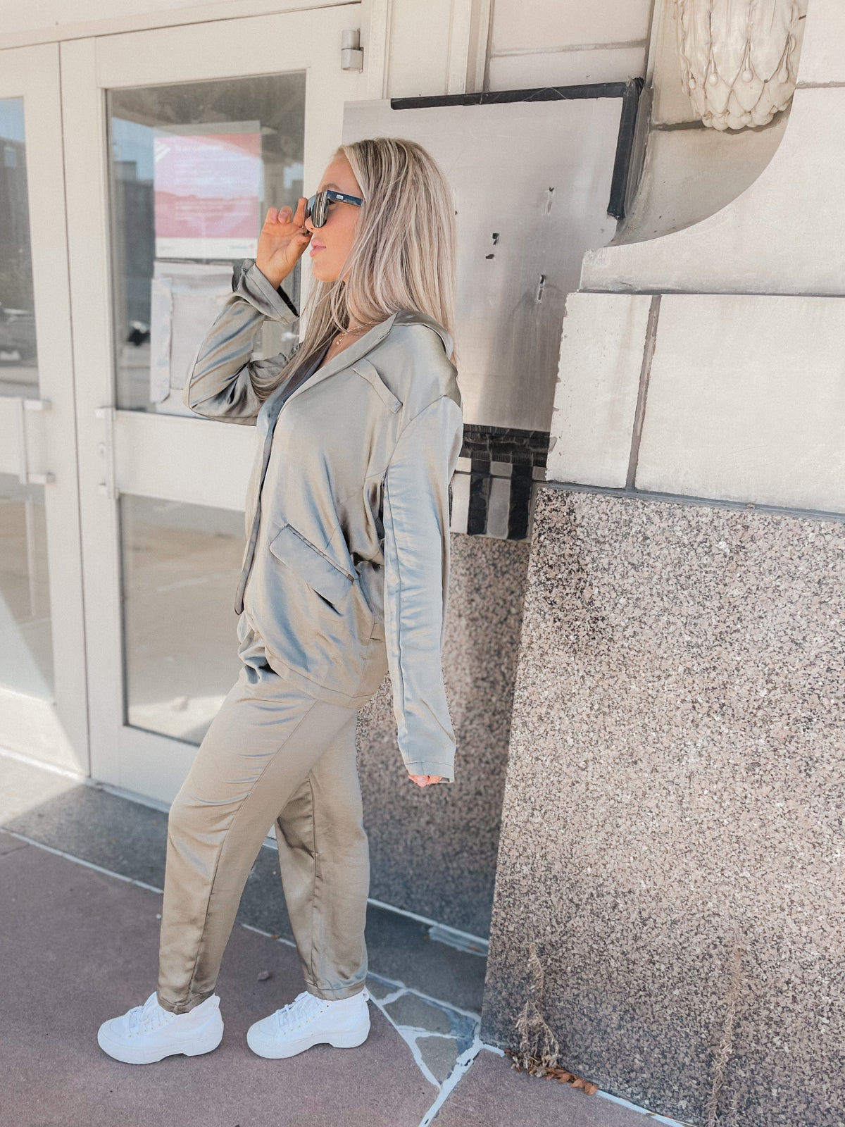 Silver Pine Heavy Satin Trouser