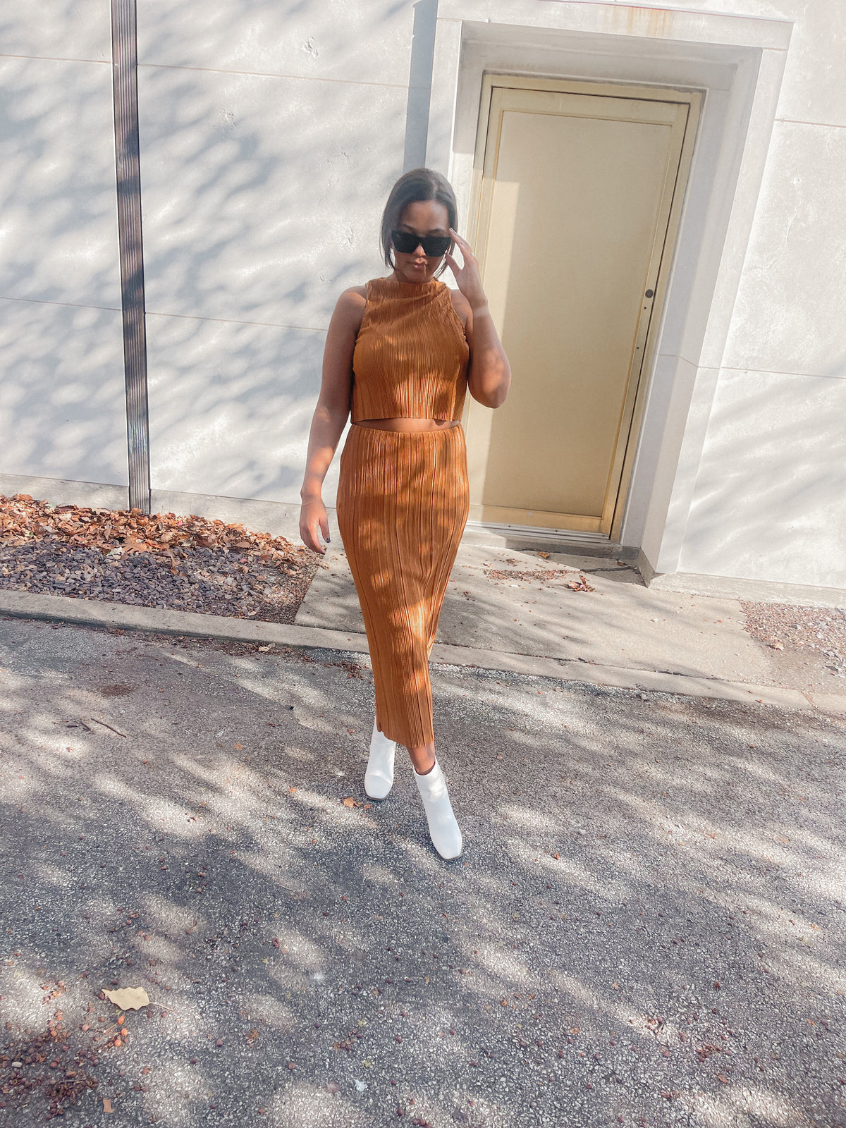 Ribbed Crop Top & Skirt Set