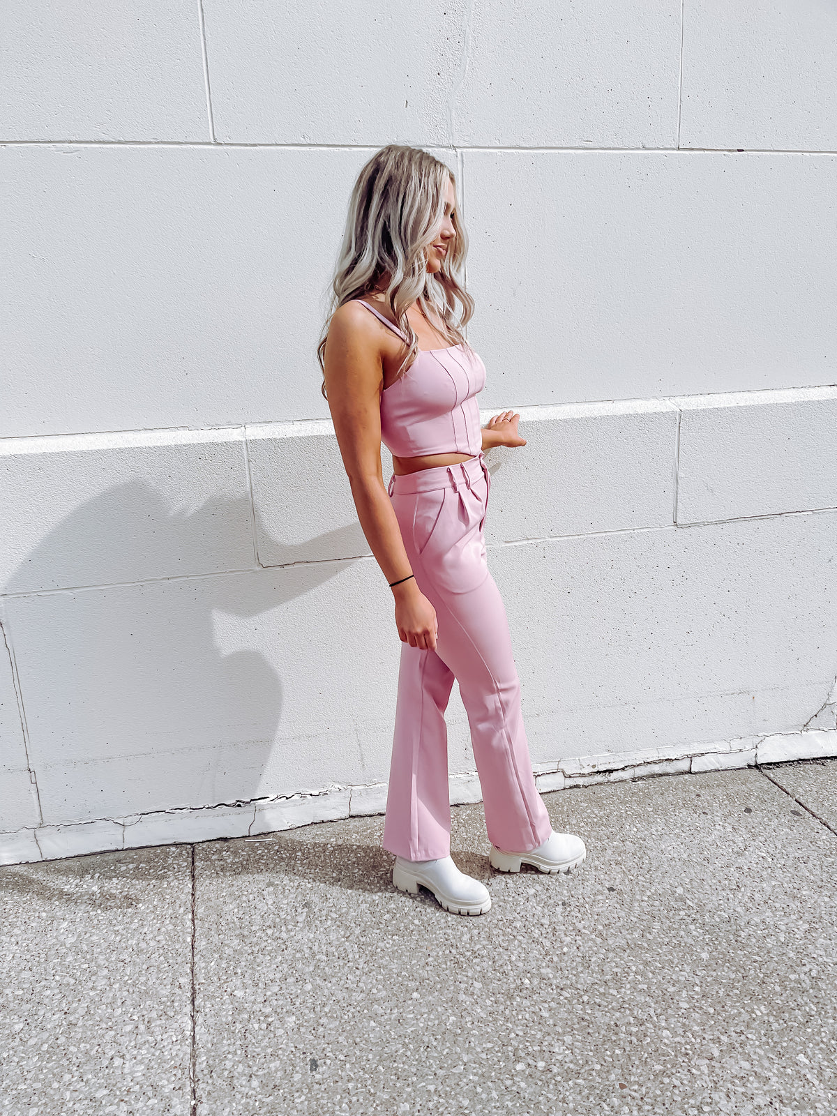 Pink Straight Leg Trousers