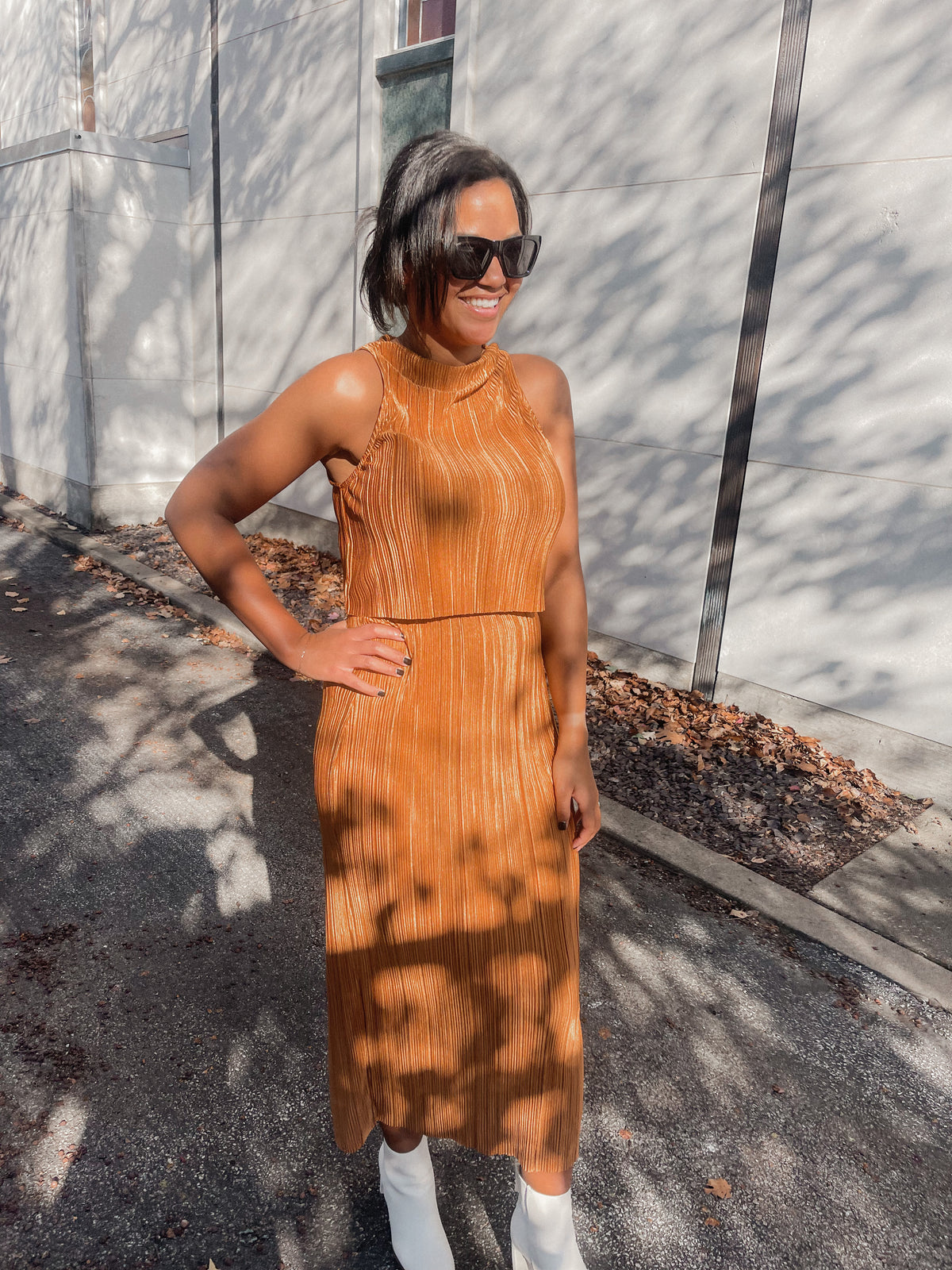 Ribbed Crop Top & Skirt Set
