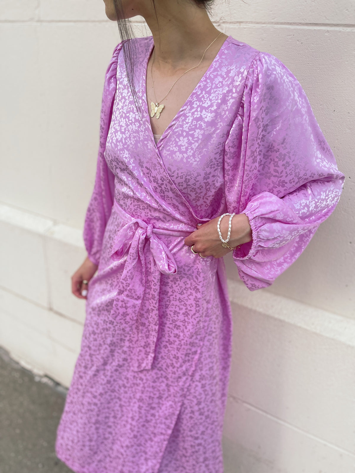 Pale Pink Kimono Style Wrap Dress