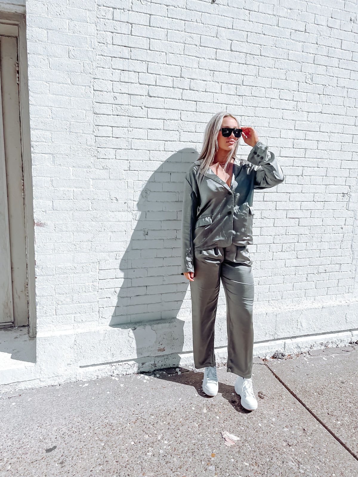 Silver Pine Heavy Satin Trouser