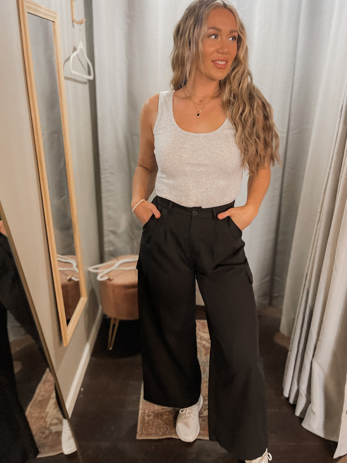 Black Wide Leg Cargo Pants