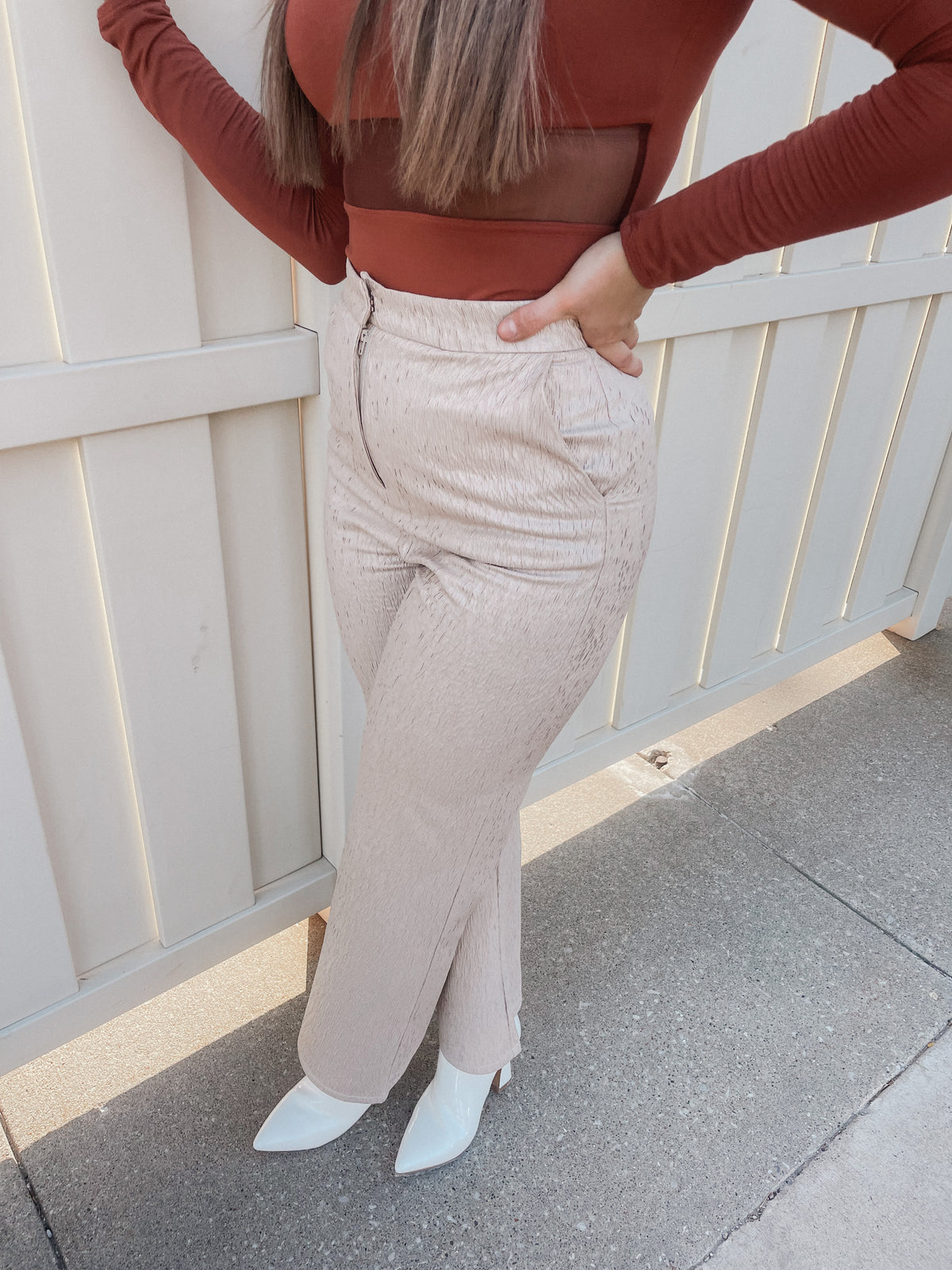 Silver Beige Wide Leg Pant