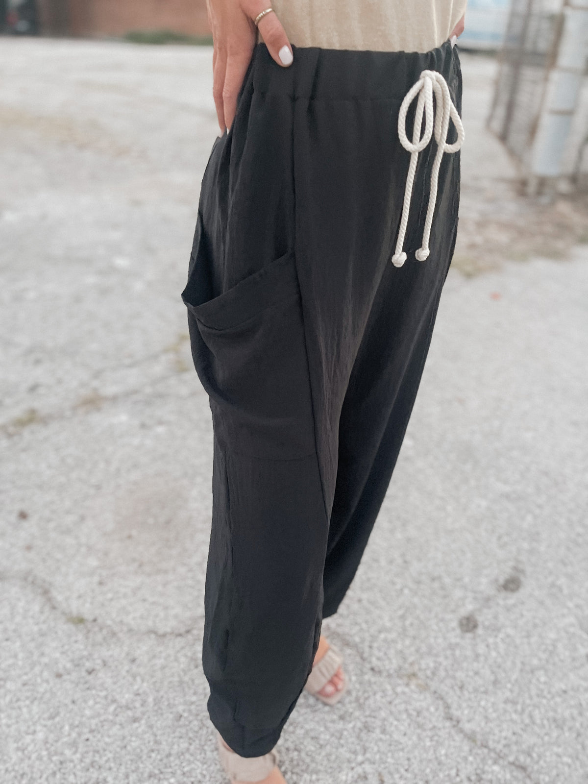 Black Parachute Style Pants